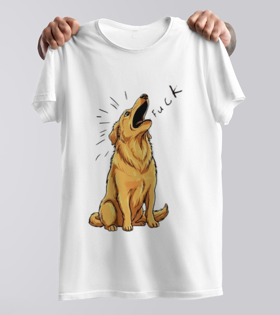 Howling Dog Saying Fuck Yellow Labrador Retriever Expression T-Shirt