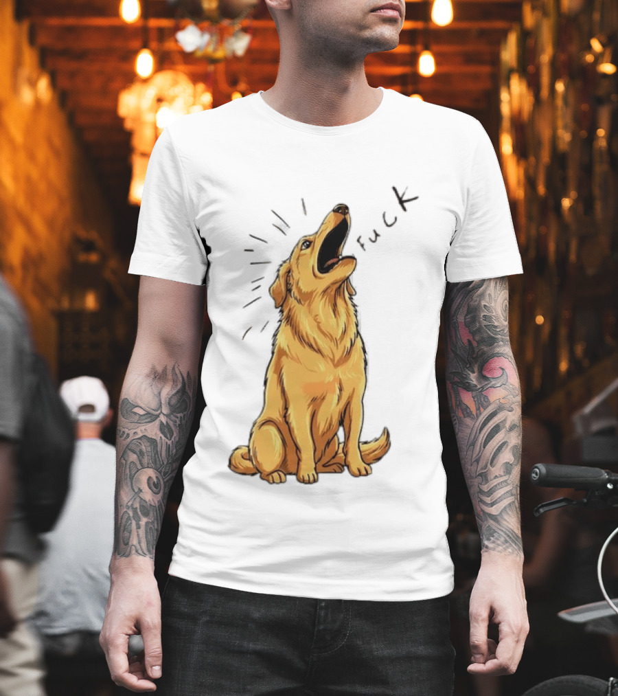 Howling Dog Saying Fuck Yellow Labrador Retriever Expression T-Shirt