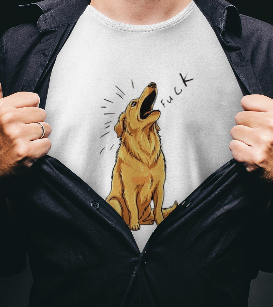 Howling Dog Saying Fuck Yellow Labrador Retriever Expression T-Shirt