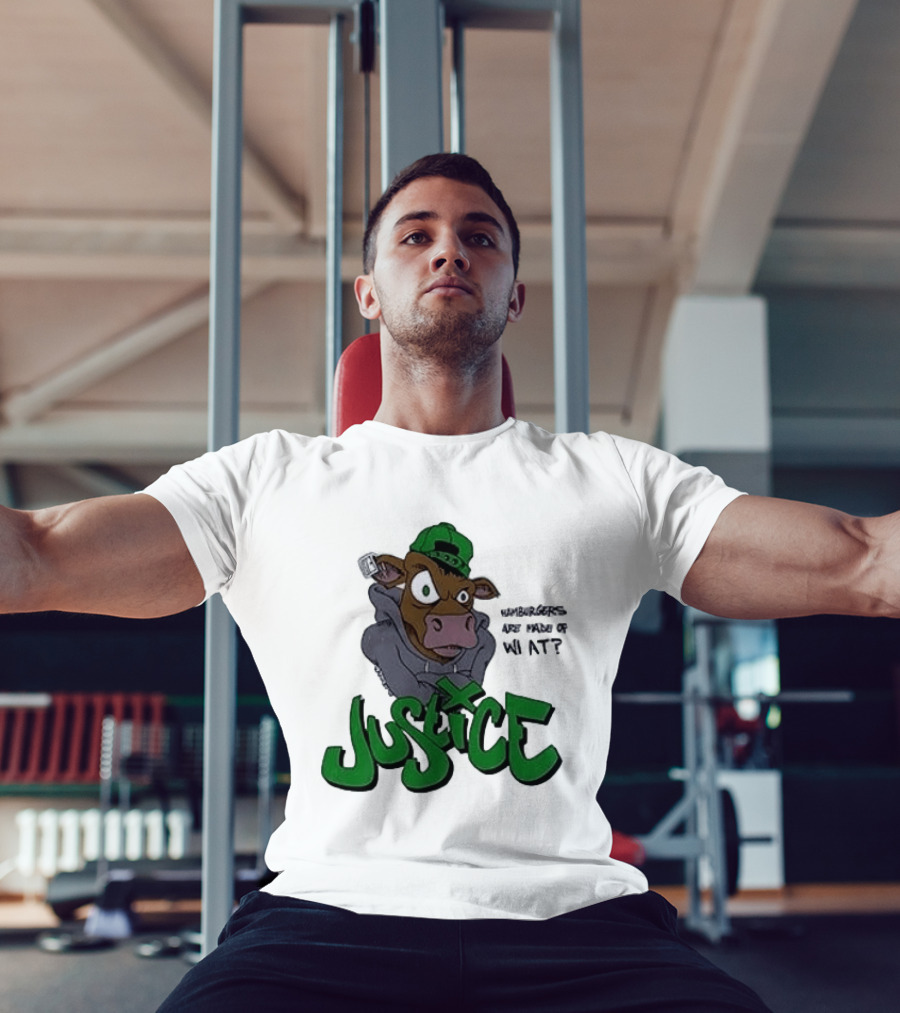 Justice Hamburgers Are Made Of What Go Vegetarian Cow T-Shirt