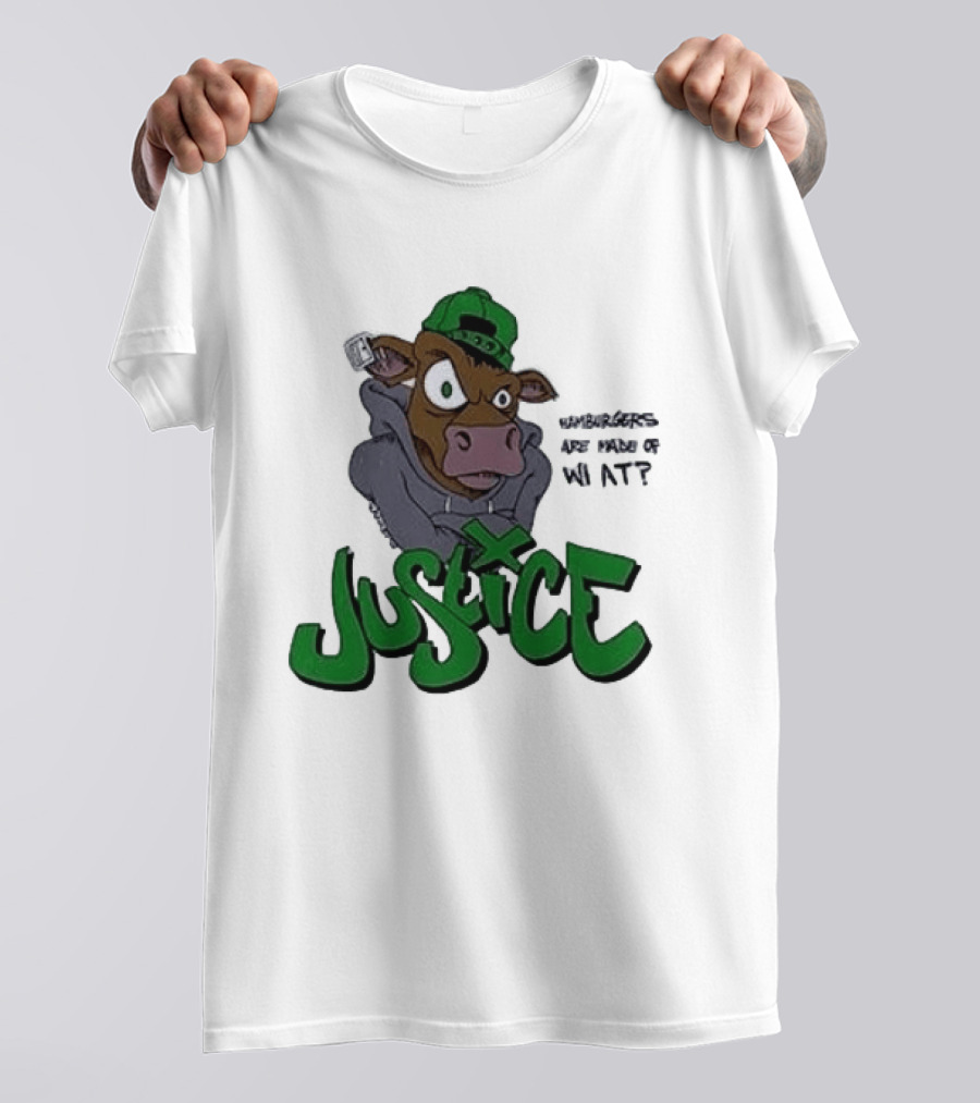 Justice Hamburgers Are Made Of What Go Vegetarian Cow T-Shirt