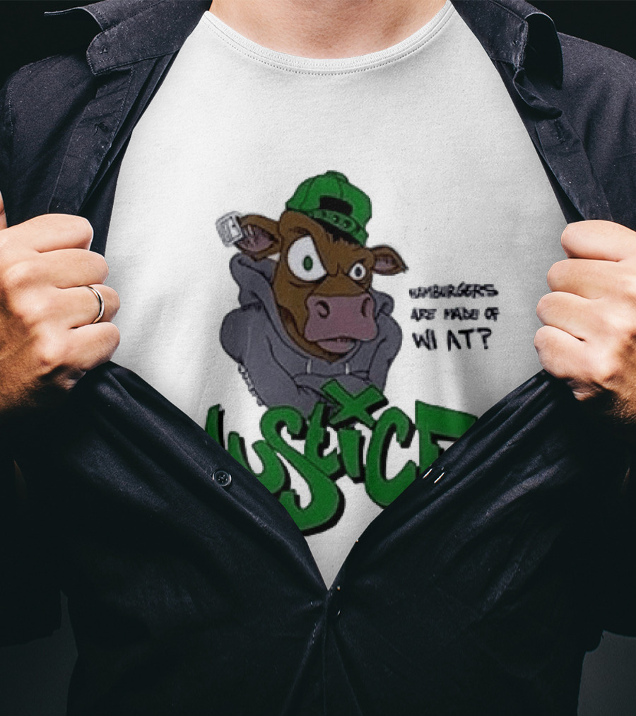 Justice Hamburgers Are Made Of What Go Vegetarian Cow T-Shirt