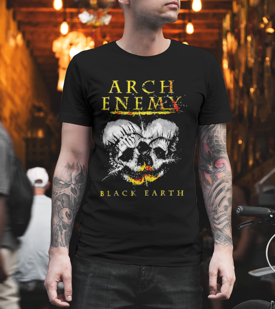 Arch Enemy Black Earth Skull Fire Gothic Heavy Metal Music T-Shirt