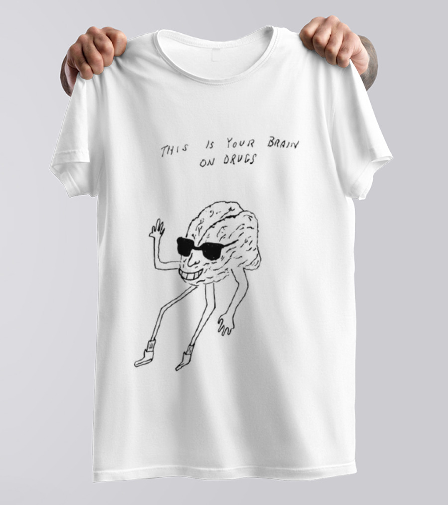 This Is Your Brain On Drugs M Gray Cartoon Brain With Sunglasses T-Shirt