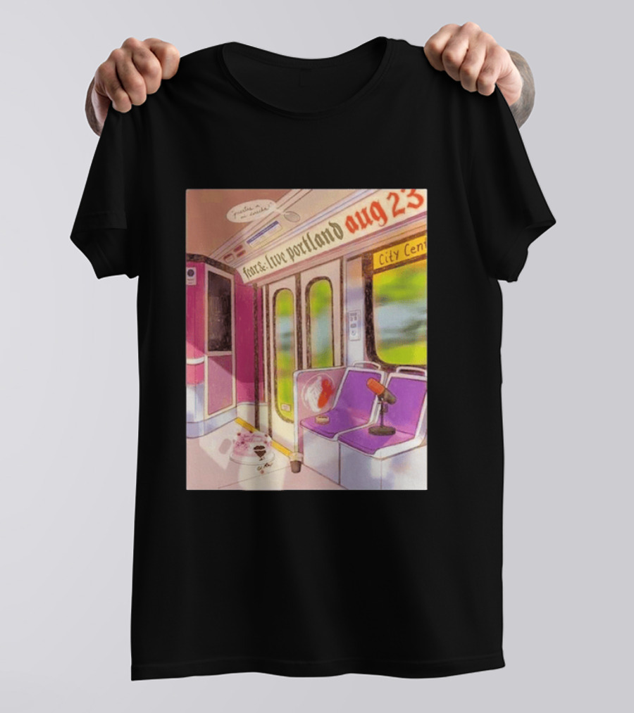 Fear& Live Portland Aug 23 Subway Scene With City Center Graffiti And Microphone T-Shirt