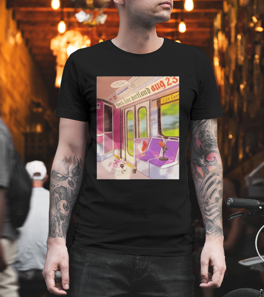 Fear& Live Portland Aug 23 Subway Scene With City Center Graffiti And Microphone T-Shirt