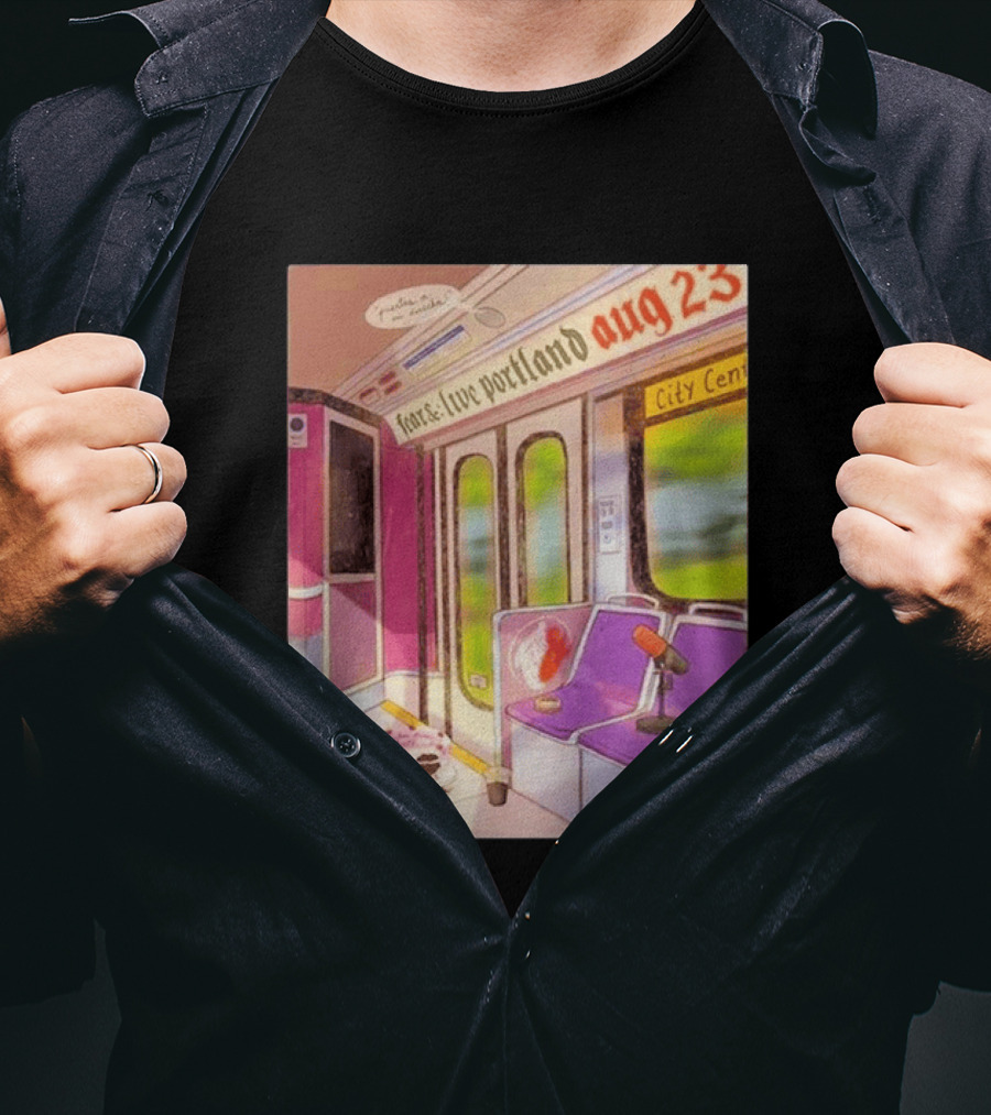 Fear& Live Portland Aug 23 Subway Scene With City Center Graffiti And Microphone T-Shirt