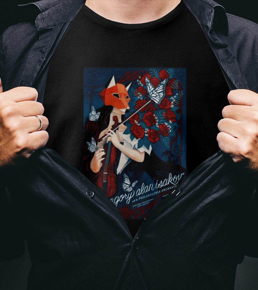 Gregory Alan Isakov Philadelphia Orchestra Saratoga Performing Arts Center August 22 2026 Roses Butterfly Violin T-Shirt