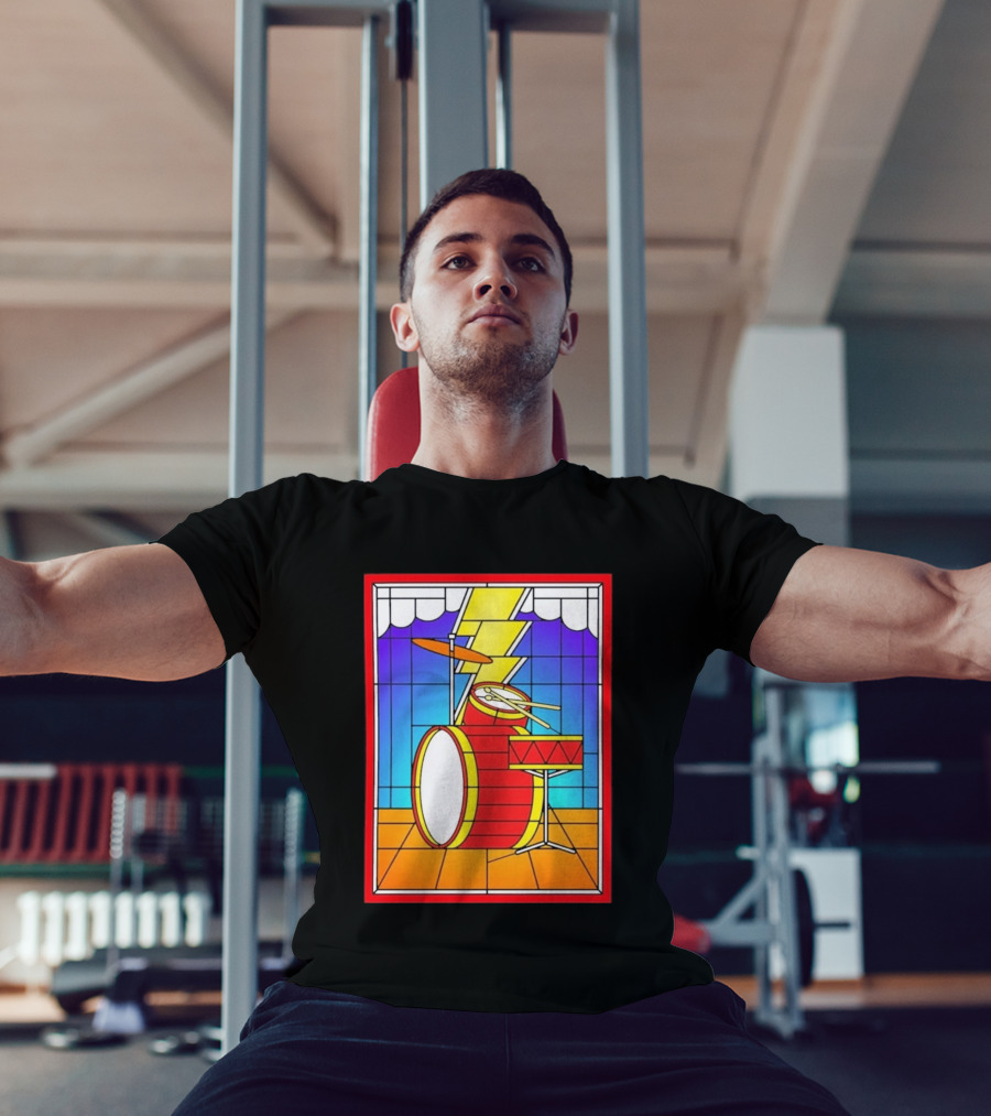 Stained Glass Drum Kit With Lightning Bolt T-Shirt