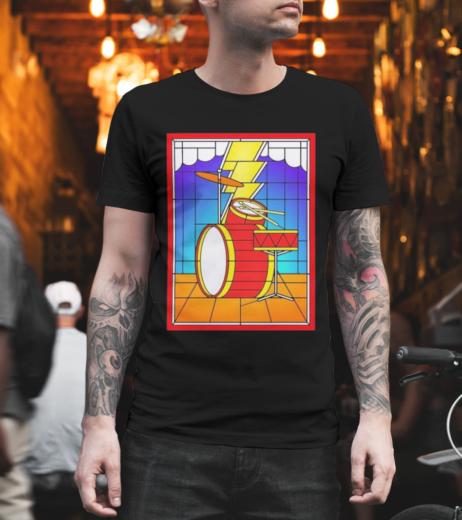 Stained Glass Drum Kit With Lightning Bolt T-Shirt