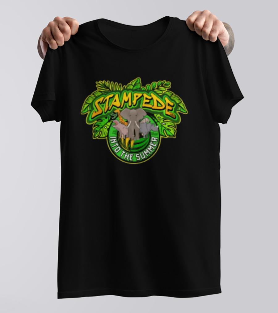 Stampede Into The Summer Elephant Giraffe Hippo Tropical 2026 T-Shirt