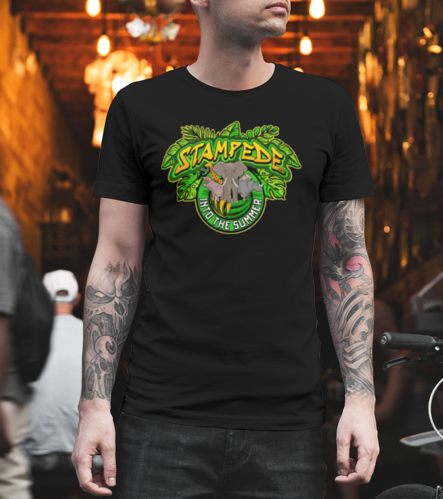 Stampede Into The Summer Elephant Giraffe Hippo Tropical 2026 T-Shirt