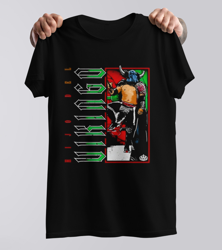 Hijo Del Vikingo Lucha Libre Wrestler Demon Mask Green Red White T-Shirt