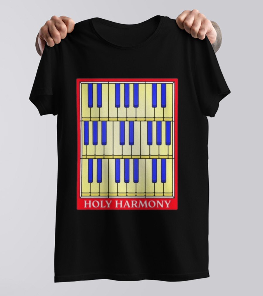 Holy Harmony Stained Glass Piano Keyboard Classical Music T-Shirt
