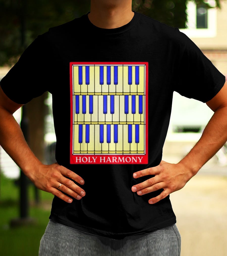 Holy Harmony Stained Glass Piano Keyboard Classical Music T-Shirt