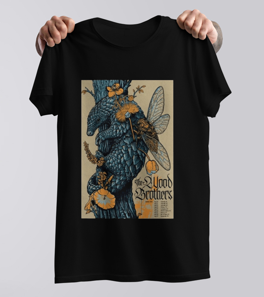 The Wood Brothers August 20 2026 Nashville TN Tour Pangolin And Cicada T-Shirt