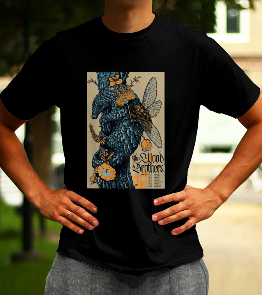 The Wood Brothers August 20 2026 Nashville TN Tour Pangolin And Cicada T-Shirt