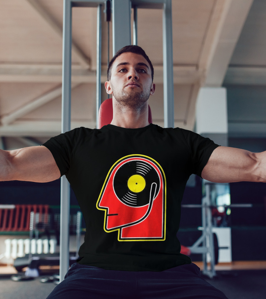 Vinyl Album Head With Record Disc Ear Retro Music T-Shirt