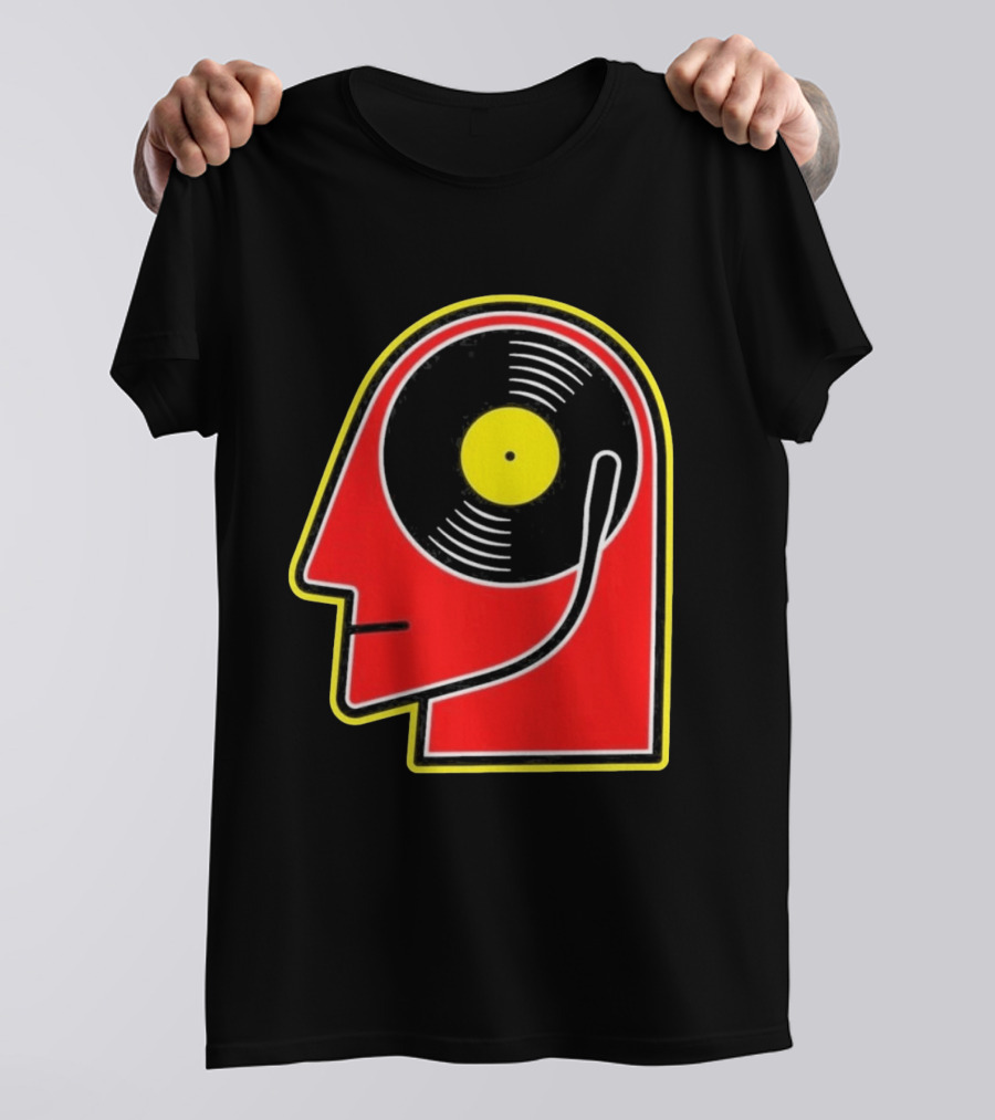 Vinyl Album Head With Record Disc Ear Retro Music T-Shirt