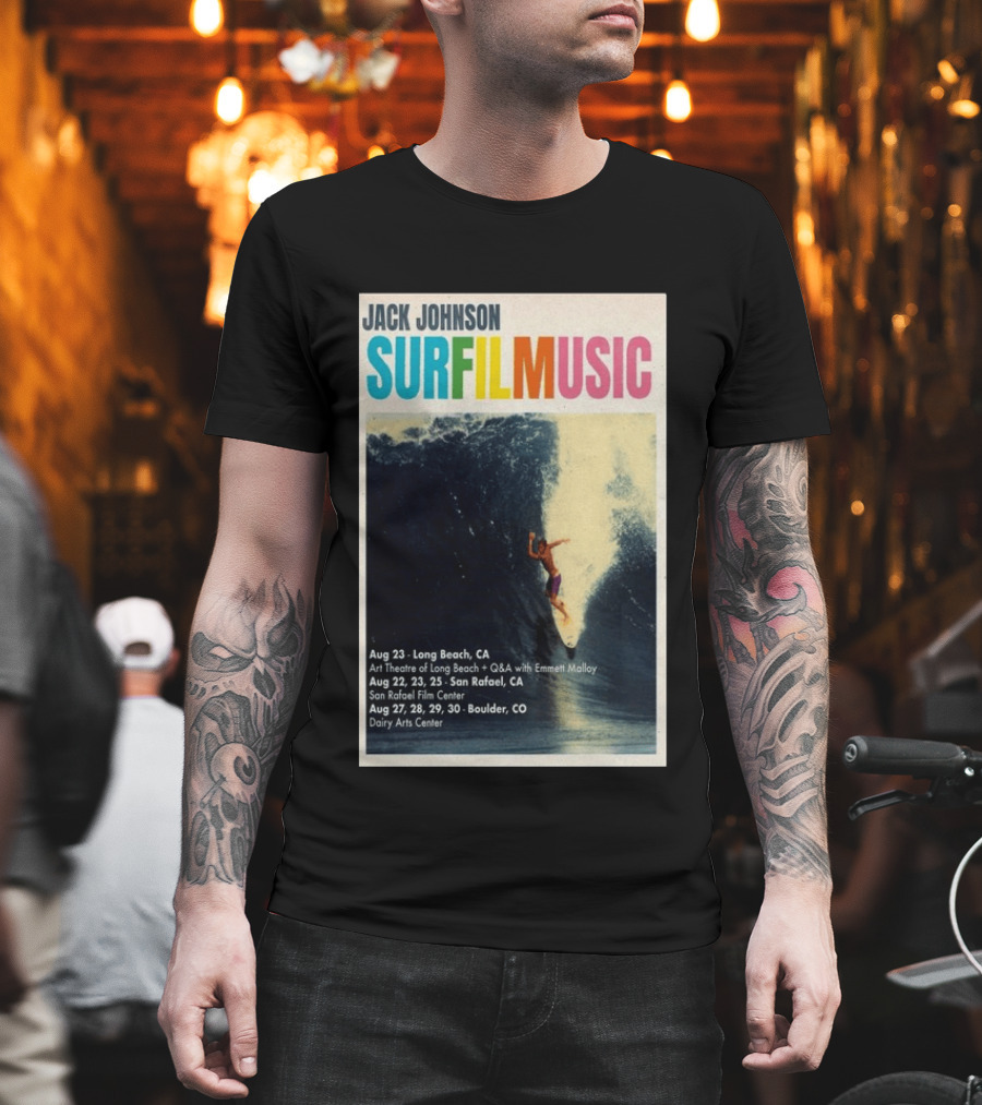 Jack Johnson Surf Film Music Tour Long Beach San Rafael Boulder August 2026 Events T-Shirt