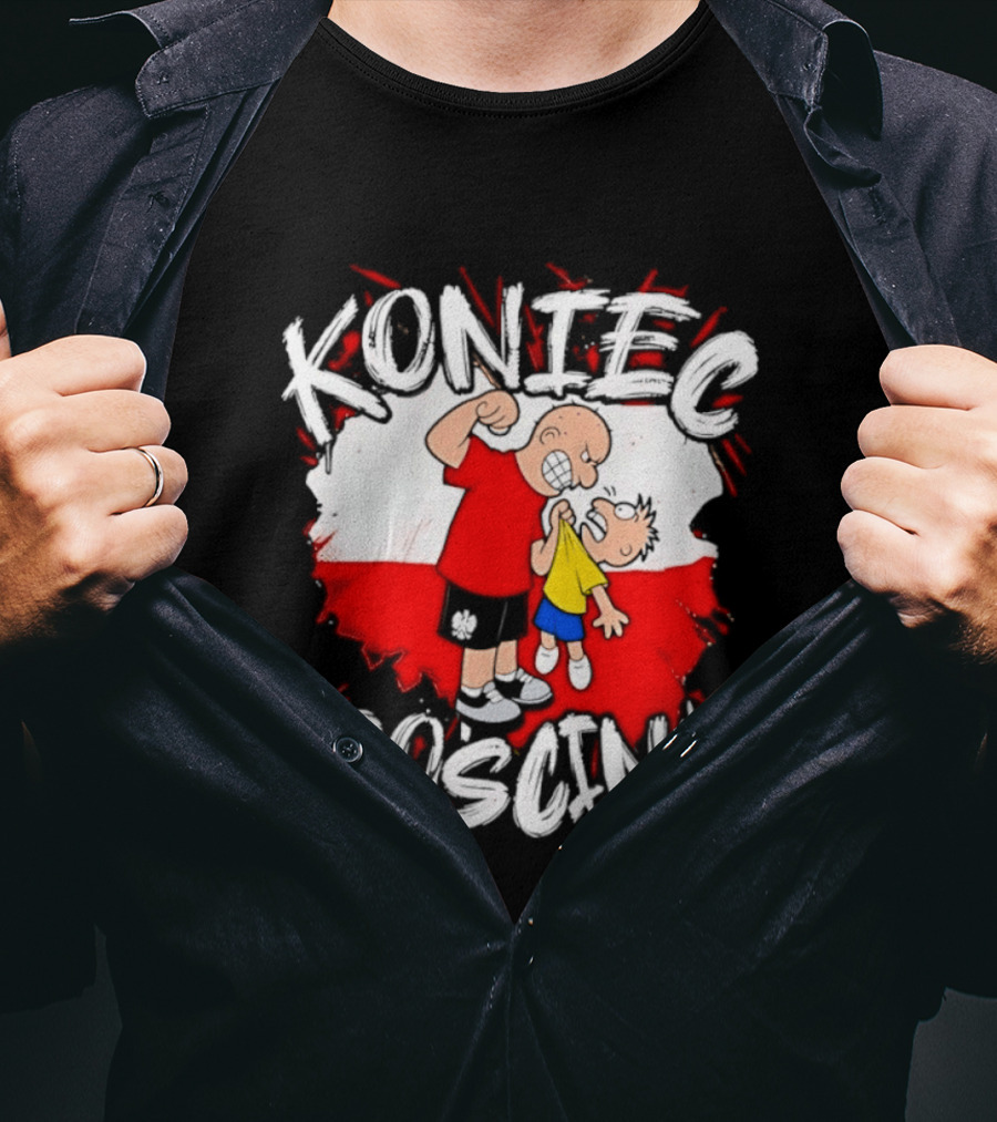Koniec Gosciny Polish Football Cartoon Polska Flag T-Shirt