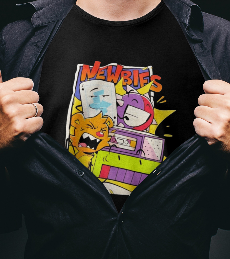 Newbies RaidingSalmon Cartoon Boombox And Cards Explosion T-Shirt