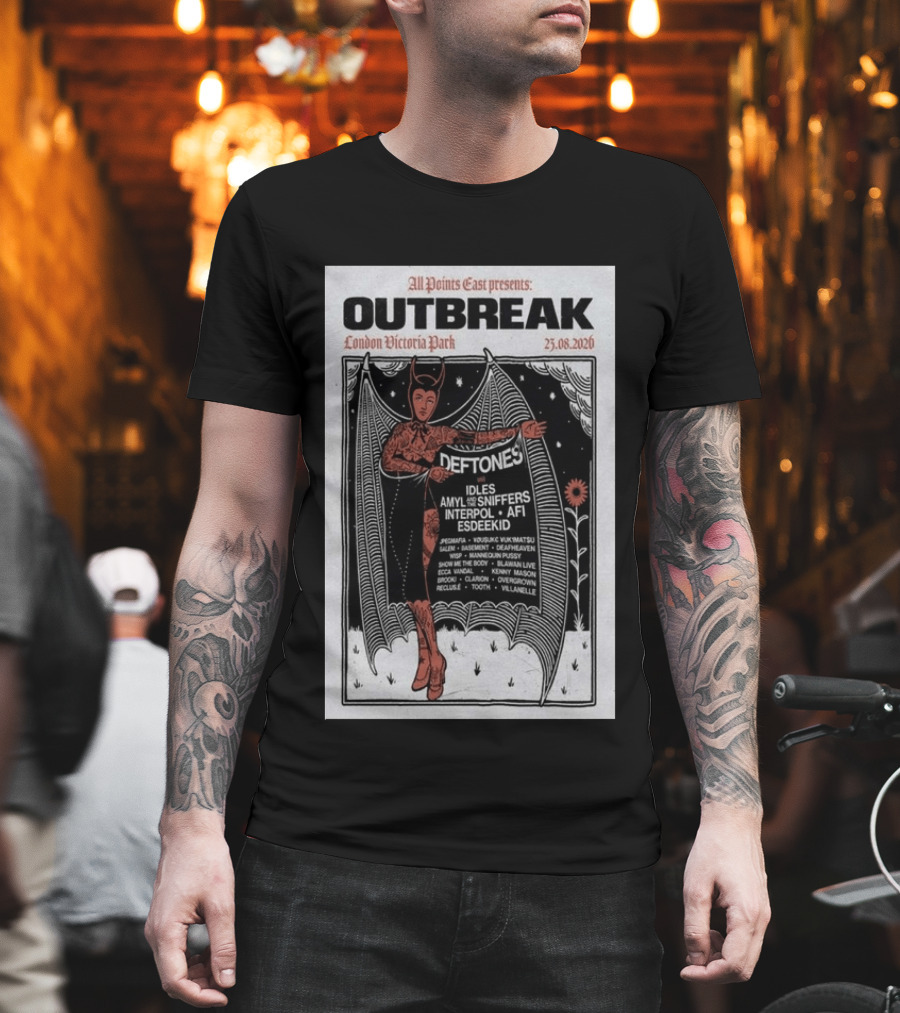 All Points East Presents Outbreak London Victoria Park 25.08.2026 Deftones Idles Amy Sniffers Interpol AFI Esdeekid T-Shirt