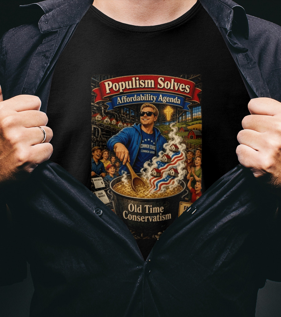 Populism Solves Affordability Agenda Common Sense Good Old Time Conservatism Faith Family Work Country T-Shirt