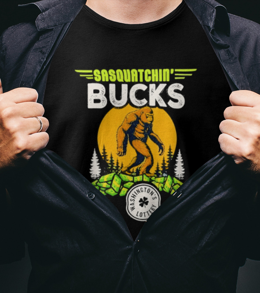Sasquatchin' Bucks Bigfoot Money Walk And Trees T-Shirt