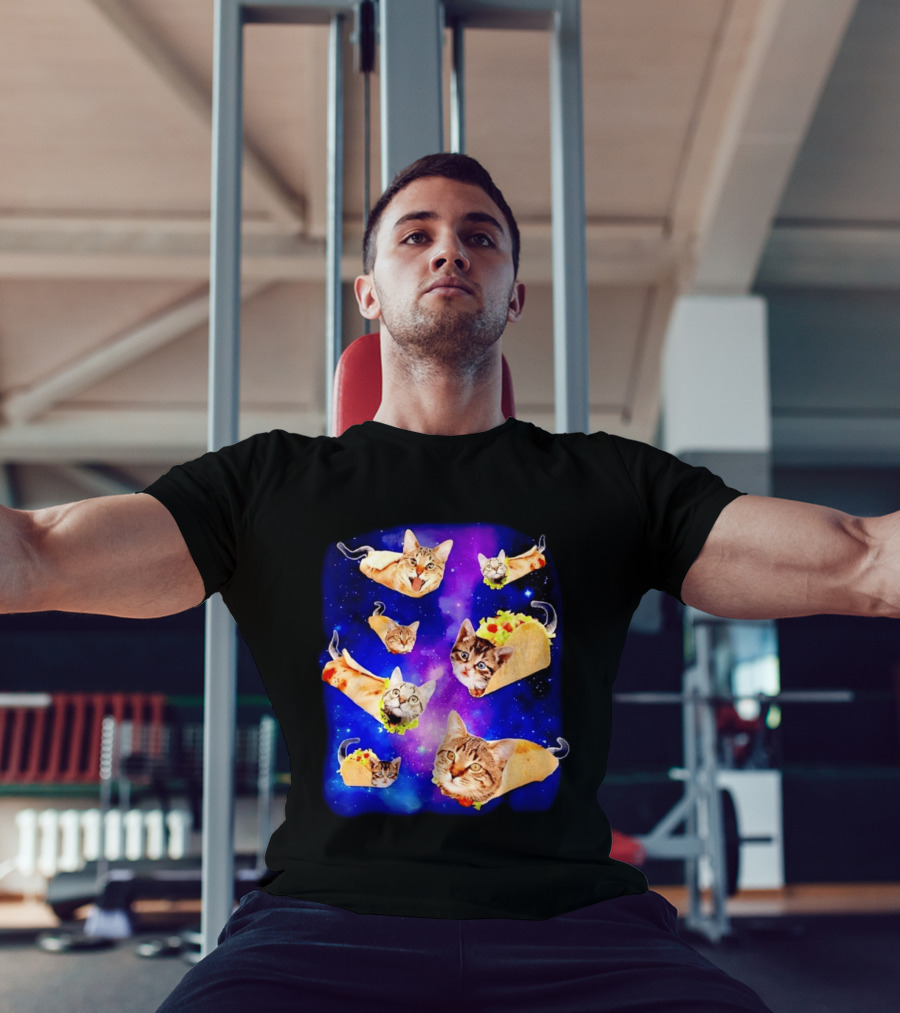Cats In Space With Tacos And Burritos Taco Cat Cosmic Adventure T-Shirt