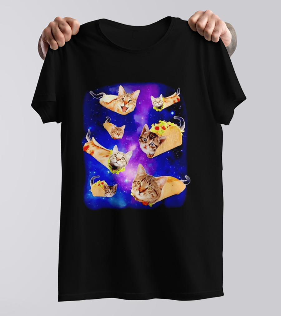 Cats In Space With Tacos And Burritos Taco Cat Cosmic Adventure T-Shirt