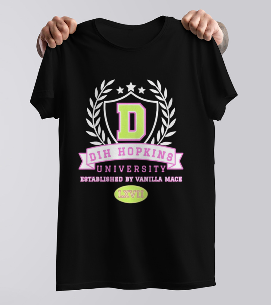 Dih Hopkins University Established By Vanilla Mace LXVII Crest T-Shirt