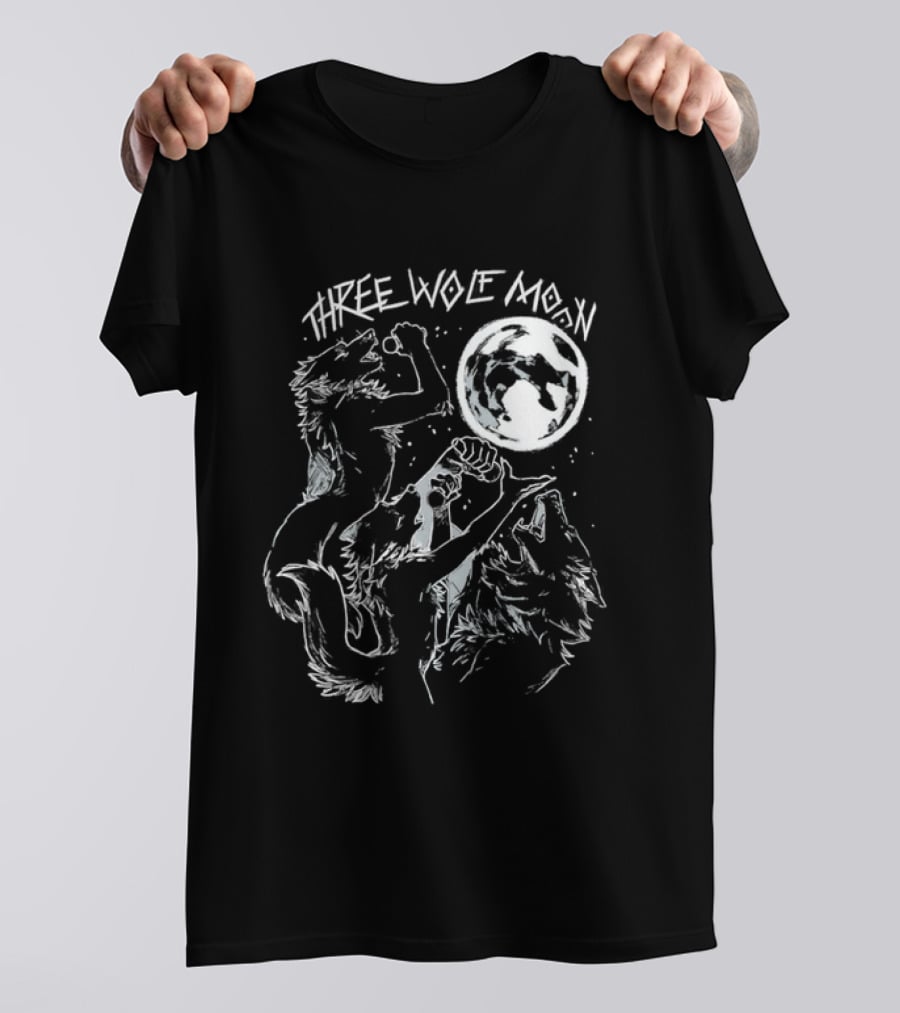 Three Wolf Moon Singing Wolves Howling Meme Moon Phases T-Shirt