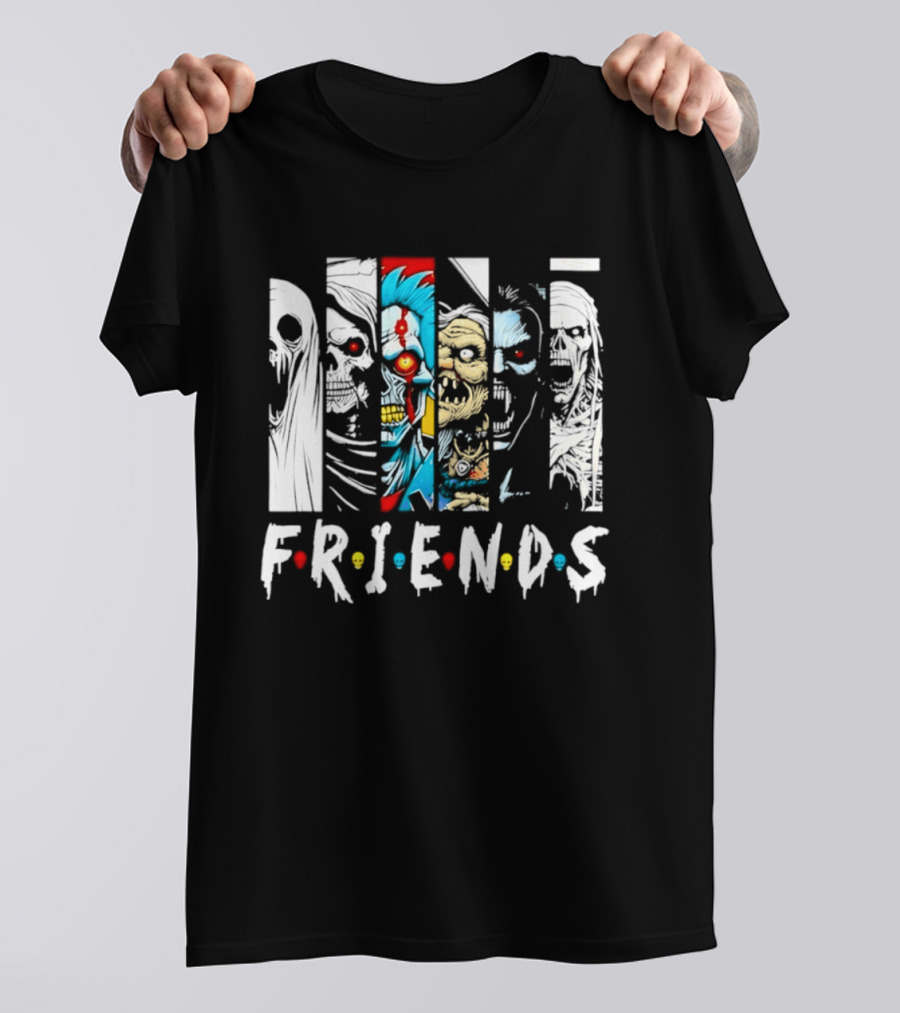 Friends Horror Movie Characters Halloween Scary Mask T-Shirt