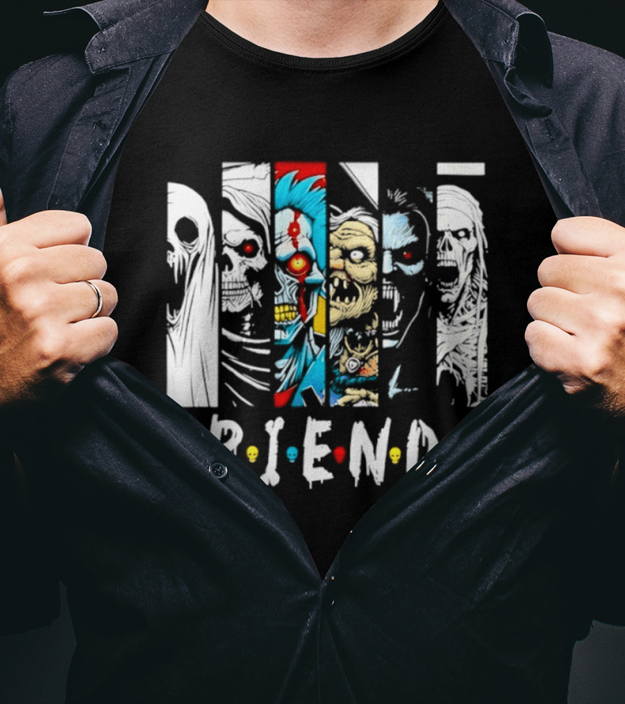 Friends Horror Movie Characters Halloween Scary Mask T-Shirt