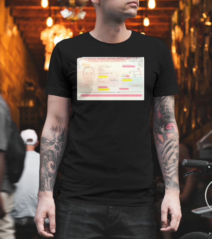 United States Of America Visa Darshan Basaling Magdum Mumbai Passport T-Shirt