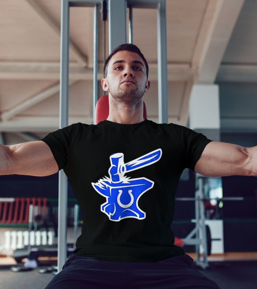 Indianapolis Colts Anvil Hammer Icon With Team Horseshoe T-Shirt