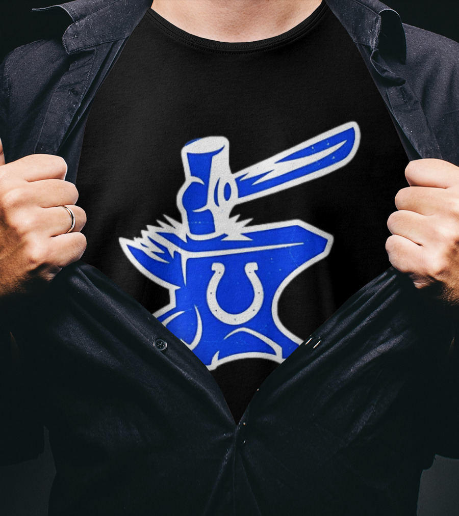 Indianapolis Colts Anvil Hammer Icon With Team Horseshoe T-Shirt
