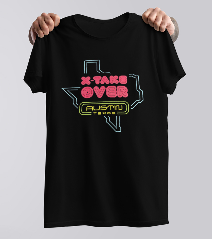 X Take Over Austin Texas Cybertruck Tesla Neon Map T-Shirt