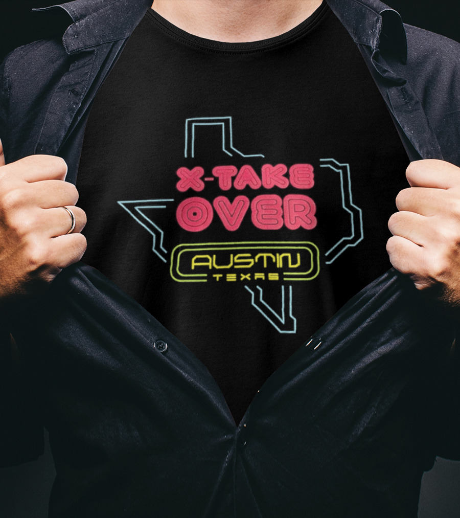 X Take Over Austin Texas Cybertruck Tesla Neon Map T-Shirt