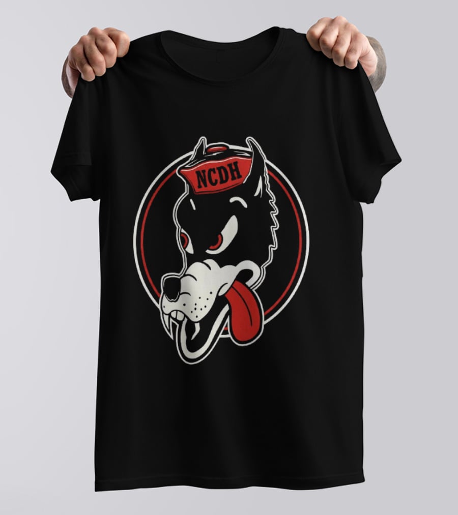 NCDH Wolf Cartoon Red Circle T-Shirt