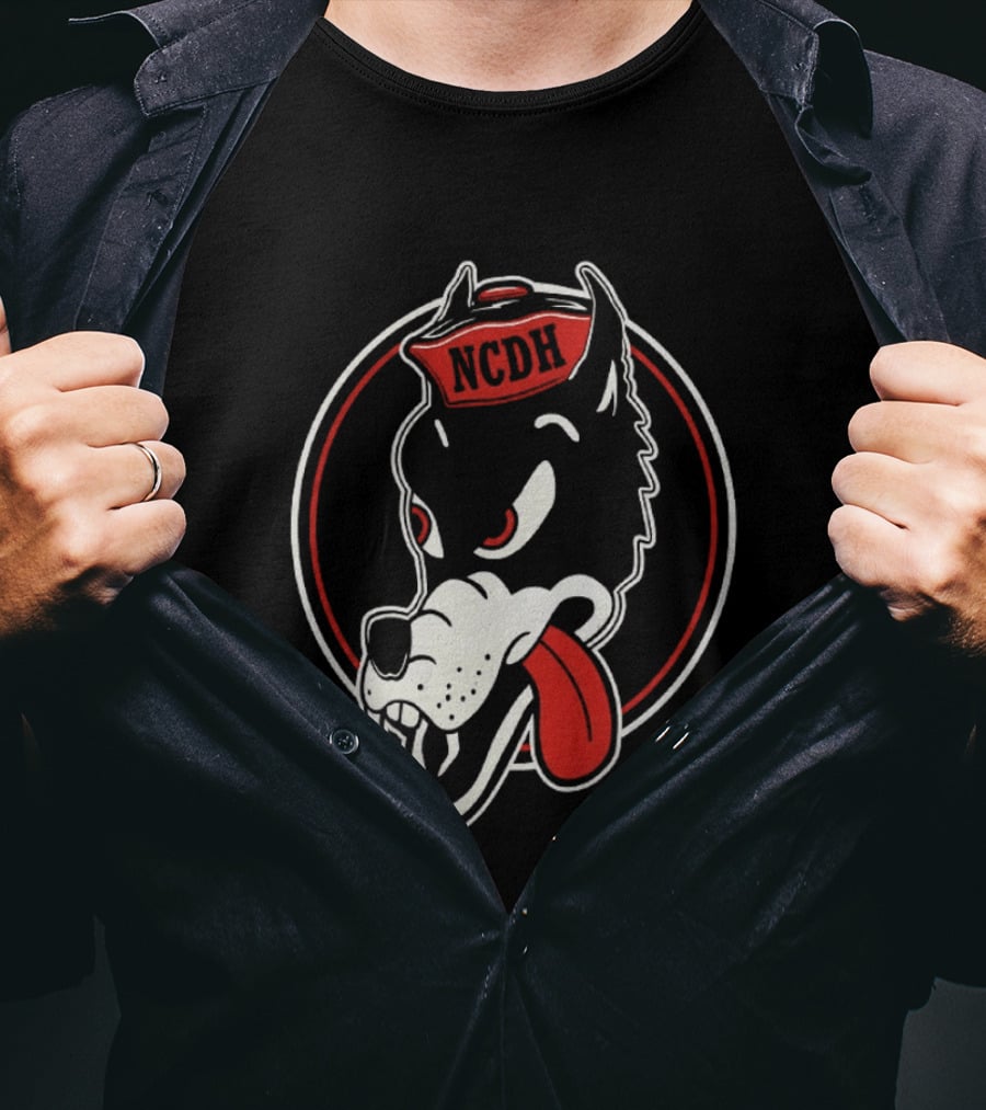 NCDH Wolf Cartoon Red Circle T-Shirt