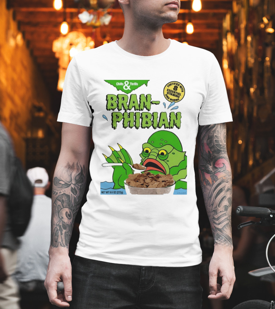Bran Phibian Chills And Thrills Cereal Box Fortified With 8 Essential Vitamins And Worms T-Shirt