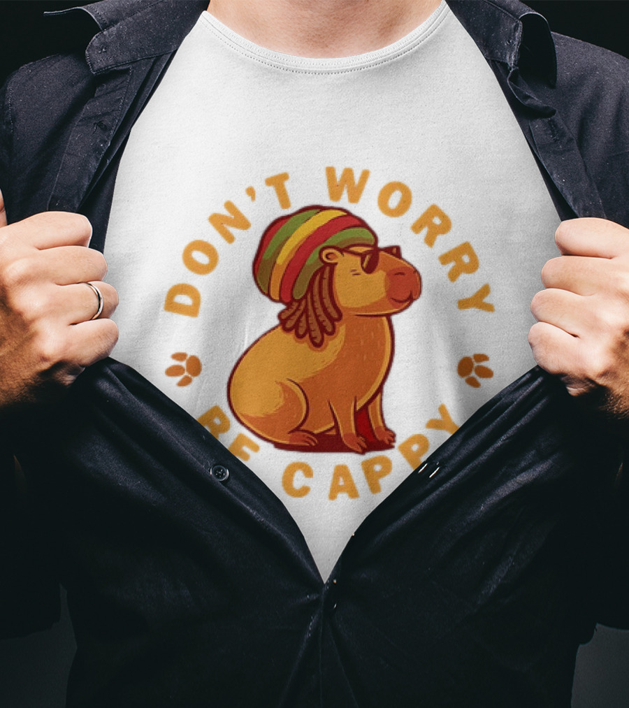 Don't Worry Be Cappy Reggae Rasta Capybara T-Shirt