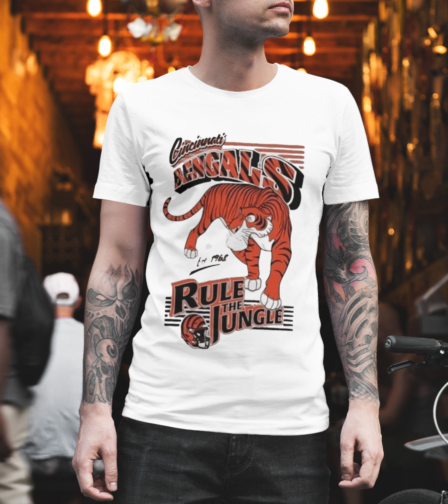 Cincinnati Bengals Rule The Jungle Tiger Graphic NFL Fan T-Shirt