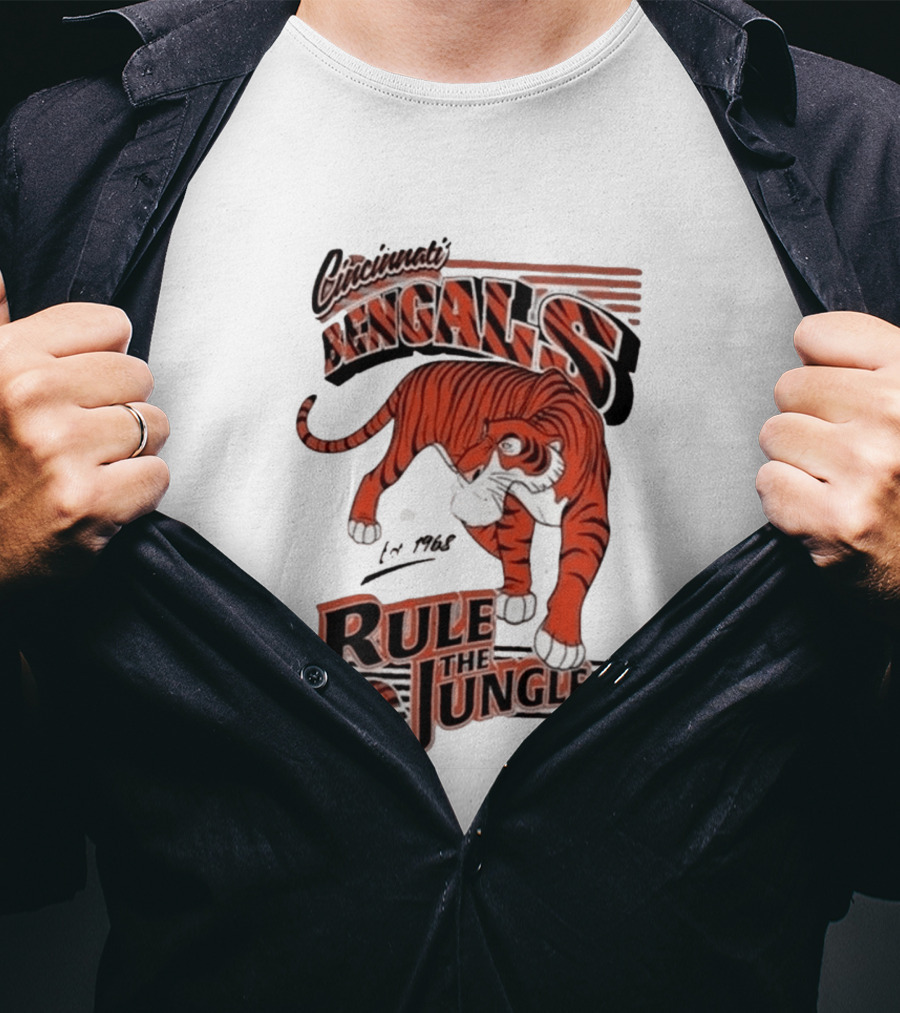 Cincinnati Bengals Rule The Jungle Tiger Graphic NFL Fan T-Shirt