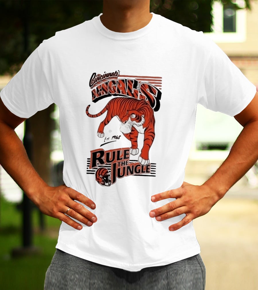Cincinnati Bengals Rule The Jungle Tiger Graphic NFL Fan T-Shirt