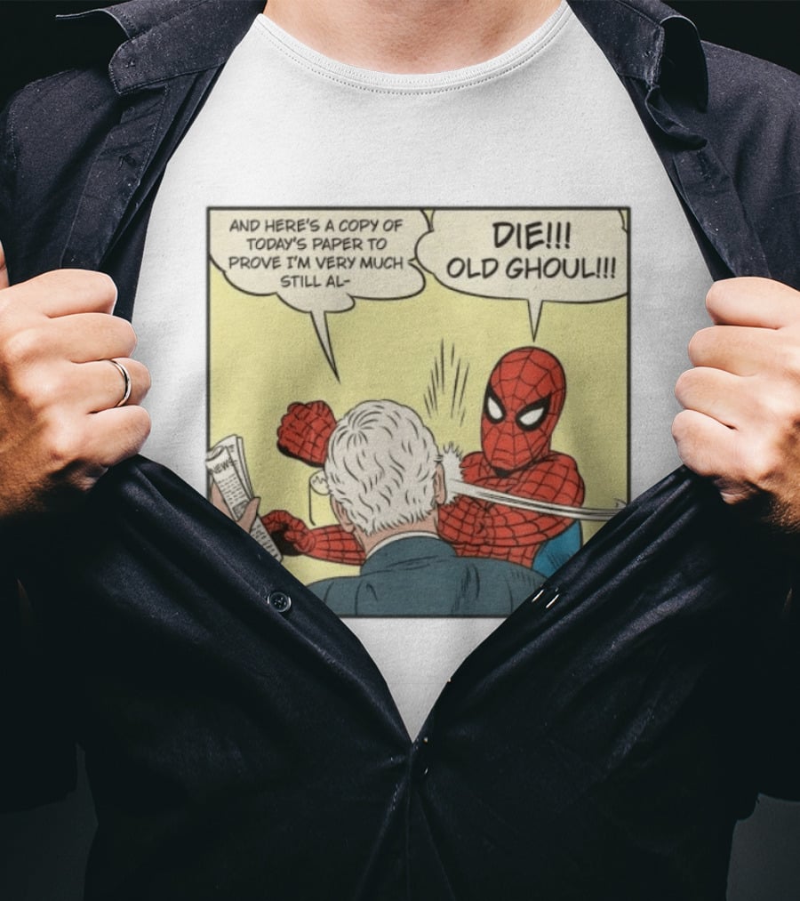 Spider Man Punching Mitch McConnell Die Old Ghoul Comic Meme T-Shirt