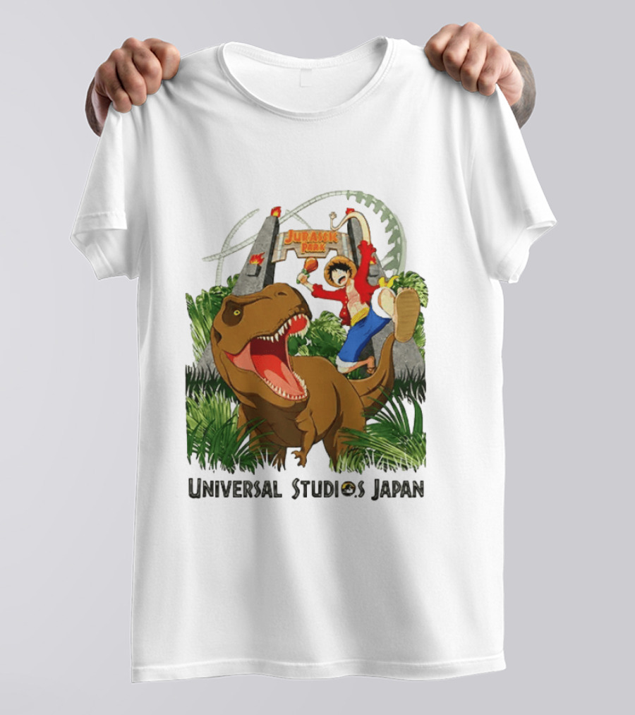 Universal Studios Japan One Piece Jurassic Park Luffy Riding Rex T-Shirt