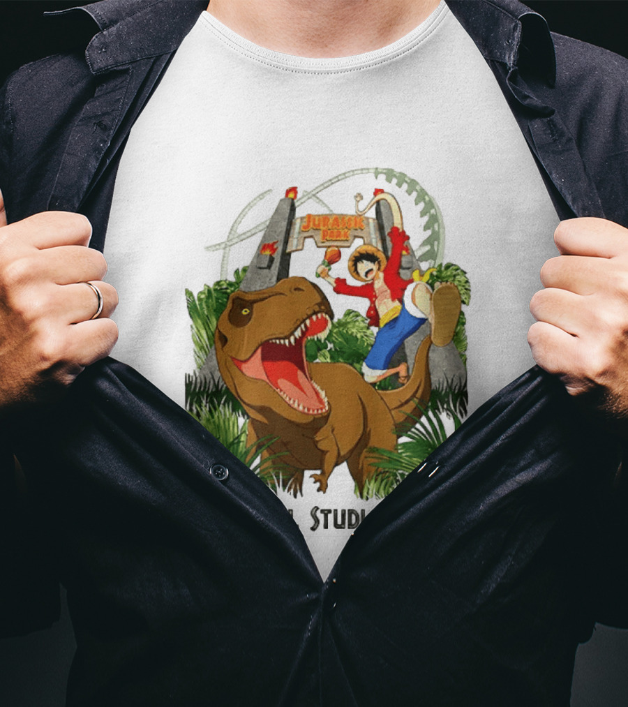 Universal Studios Japan One Piece Jurassic Park Luffy Riding Rex T-Shirt